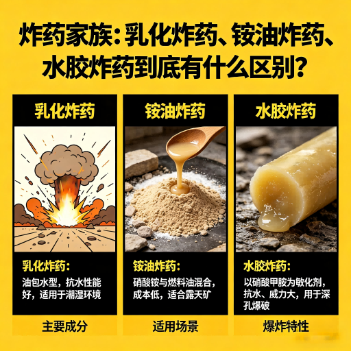 泾川炸药家族：乳化炸药、铵油炸药、水胶炸药到底有什么区别？